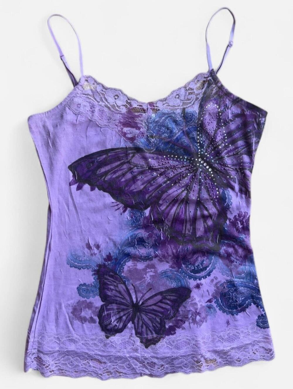 Maurices Vintage Y2K Purple Butterfly Graphic Camisole